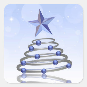 Sticker Carré Arbre de Noël 3D moderne