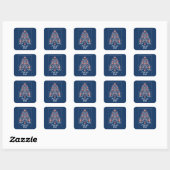 Sticker Carré Arbre de Noël à main (Feuille)
