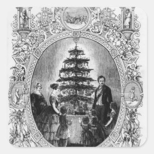 Sticker Carré Arbre de Noël au château de Windsor, 1848