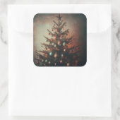 Sticker Carré Arbre de Noël avec Vibes Boho modernes (Sac)