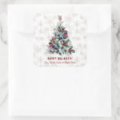 Sticker Carré Arbre de Noël Berries voeux de vacances Monogramme (Sac)