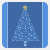 Sticker Carré Arbre de Noël bleu (Devant)