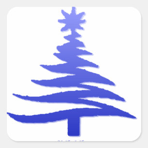 Sticker Carré Arbre de Noël Cobalt bleu