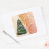 Sticker Carré Arbre de Noël coloré (Enveloppe)