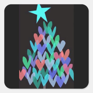 STICKER CARRÉ **ARBRE DE NOËL EN COEUR** NOËL