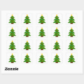 Sticker Carré Arbre de Noël en Pixel Art (Feuille)