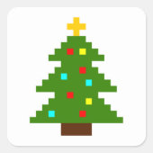 Sticker Carré Arbre de Noël en Pixel Art (Devant)