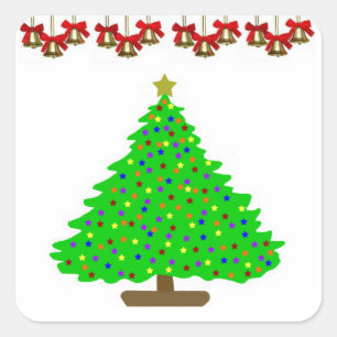 Sticker Carré Arbre de Noël étoilé