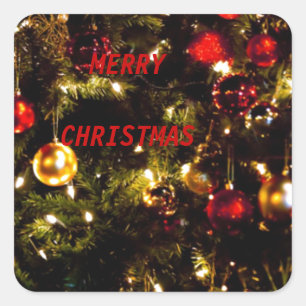 Sticker Carré Arbre de Noël festif