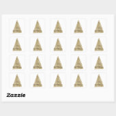Sticker Carré Arbre de Noël Gold White Parties scintillant (Feuille)