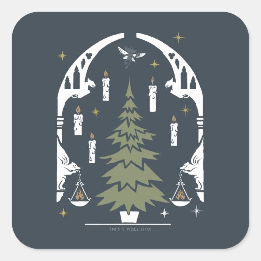 Sticker Carré Arbre de Noël magique HARRY POTTER™ (Devant)