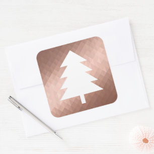 Sticker Carré Arbre de noël minimaliste rose