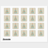 Sticker Carré Arbre de Noël rétro (Feuille)
