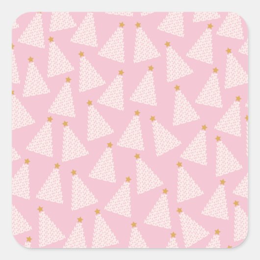 Sticker Carré Arbre de Noël rose Motif (Devant)