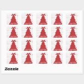 Sticker Carré Arbre de Noël rouge avec points et lignes (Feuille)