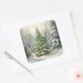 Sticker Carré Arbre de Noël rustique (Enveloppe)