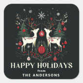 Sticker Carré Arbre de Noël scandinave chaleureux (Devant)