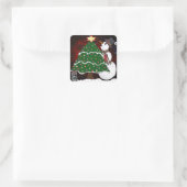 Sticker Carré Arbre de Noël Snowman Surprise Art Imprimer (Sac)
