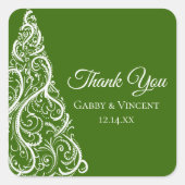Sticker Carré Arbre de Noël vert Merci d'hiver Favoriser les éti (Devant)
