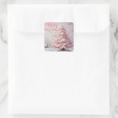 Sticker Carré Arbre de Noël Whimsical Pink White Swirls Neige (Sac)