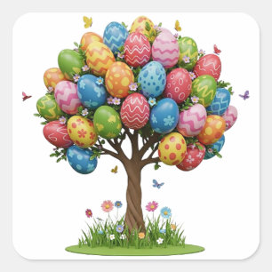 STICKER CARRÉ ARBRE DE PÂQUES