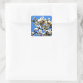 Sticker Carré Arbre de printemps blanc fleuri blanc (Sac)