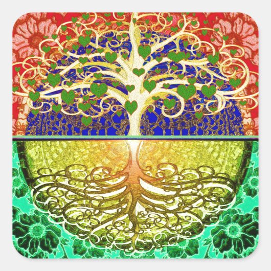 Sticker Carré Arbre de vie Coeur (Devant)