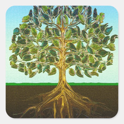 Sticker Carré Arbre de vie Plaisirs simples de la vie (Devant)