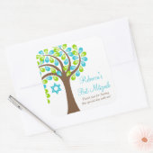 Sticker Carré Arbre de vie Turquoise Bleu Vert Bat mitzvah (Enveloppe)