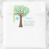 Sticker Carré Arbre de vie Turquoise Bleu Vert Bat mitzvah (Sac)