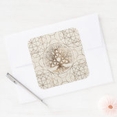 Sticker Carré Arbre de vie - Yggdrasil avec l'or Triquetra Paste (Enveloppe)