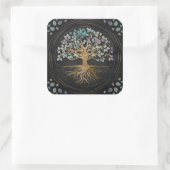 Sticker Carré Arbre de vie - Yggdrasil - Or & Texture Peinte (Sac)