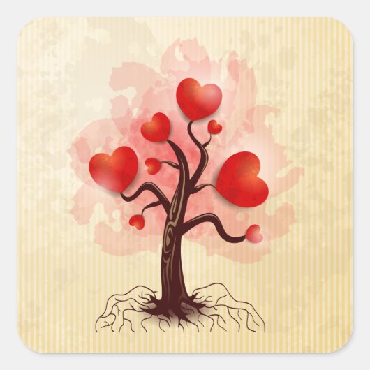 Sticker Carré Arbre des coeurs (Devant)