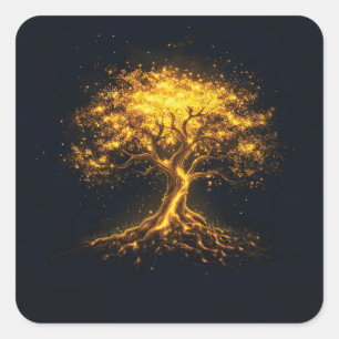 Sticker Carré Arbre lumineux de la vie - Mystique et Enchantant