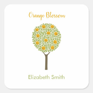 Sticker Carré Arbre orange personnalisable