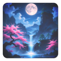 Arbre Sakora - Cascade au clair de lune avec ceris