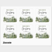 Sticker Carré Arbre vert de Noël | Joyeux Noël (Feuille)