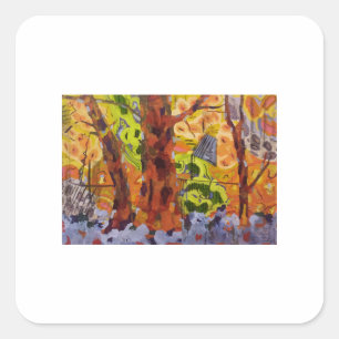 Sticker Carré Arbres Abstraits