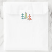 Sticker Carré arbres arc-en-ciel modernes du milieu du siècle ro (Sac)