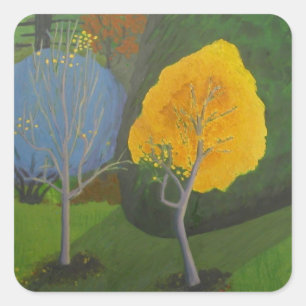Sticker Carré Arbres d'automne