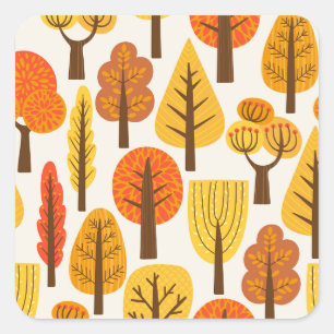 Sticker Carré Arbres d'automne, motif sans soudure.