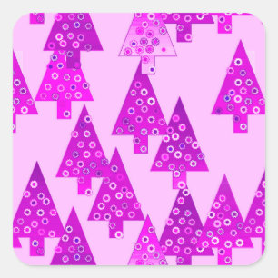 Sticker Carré Arbres de Noël à fleurs modernes - orchidée