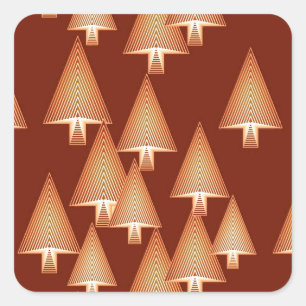 Sticker Carré Arbres de Noël métalliques modernes - cuivre
