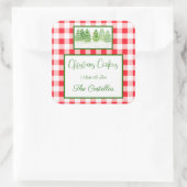 Sticker Carré Arbres d'hiver aquarelle COOKIES à carreaux rouges (Sac)