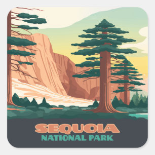 Sticker Carré Arbres Montagnes du Parc national de Sequoia 