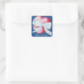 Sticker Carré arc blanc autour coeur d'amour rouge romantique (Sac)