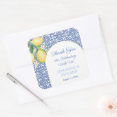 Sticker Carré Arc Cadre Capri Lemons Carreaux Bleus Mariage Favo (Enveloppe)