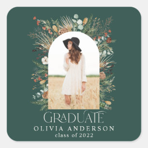 Sticker Carré Arc de fin d'études photo terre cuite vert botaniq