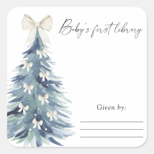 Sticker Carré Arc de pin d'aquarelle - plaque de Baby shower (Devant)