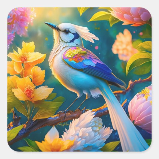 Sticker Carré Arc en arc-en-ciel Jay Imaginaire Bird (Devant)